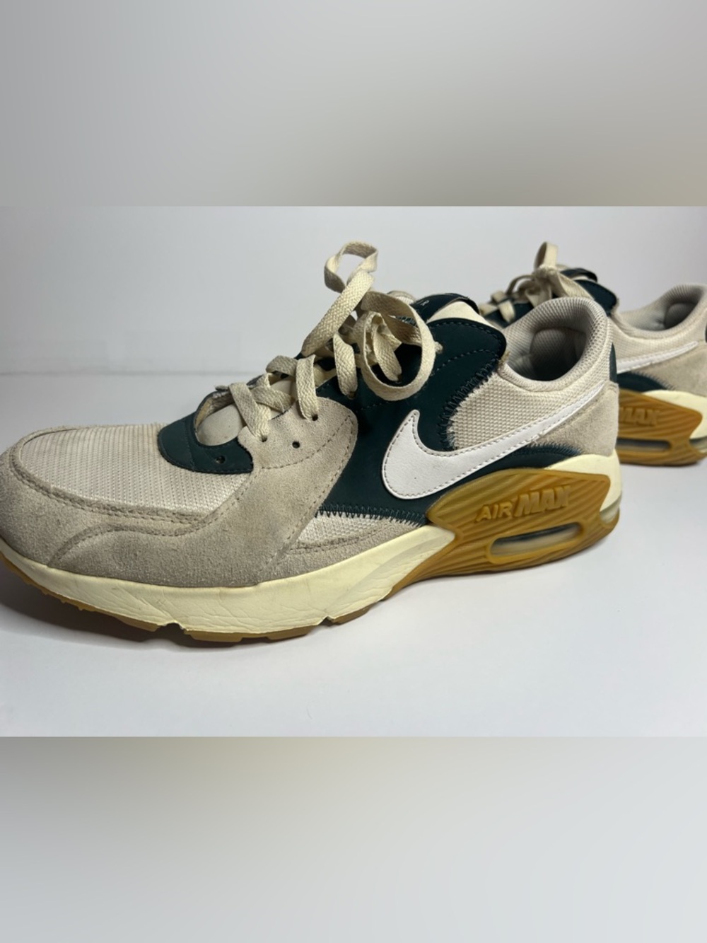 Nike Air Max Sneakers - Cream, Dark Green & White